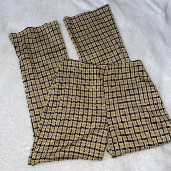 Urban Outfitters Bryn Flare Fall Plaid Black High Waist Stretch Knit Pants Curvy - Picture 1 of 6